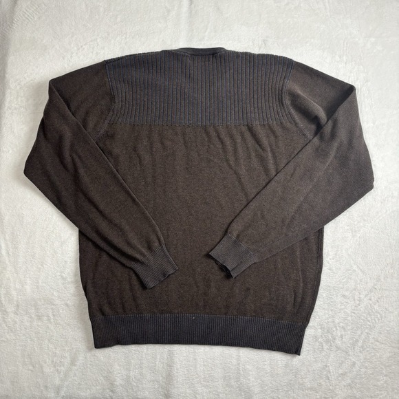 Y2K Pronto Uomo Blue Brown Long Sleeve V-Neck Sweater Men's‎ XL - Picture 3 of 6